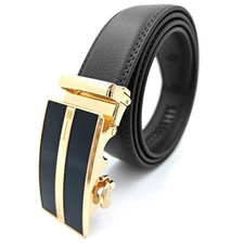 New Genuine Leather Mens Ratchet Belt Belts For Men Adjustable Automatic Buckles