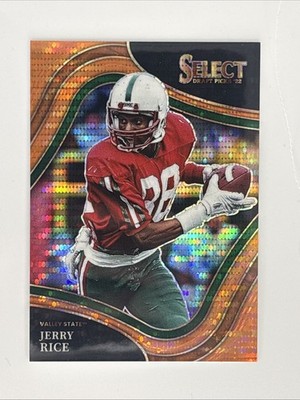 2022 Panini Select #148 Jerry Rice Neon Orange Pulsar Prizm /26