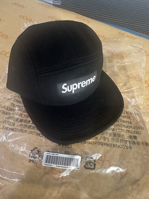 New Supreme Wool Camp Cap FW25  Black Leather Strap