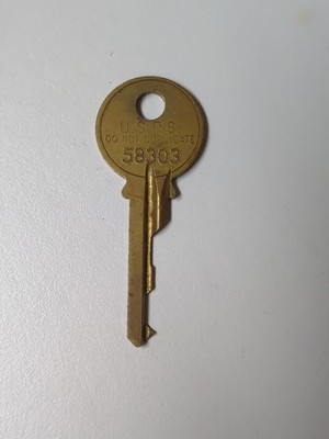Vintage USPS Do Not Duplicate Post Office Box Brass Key # 58303