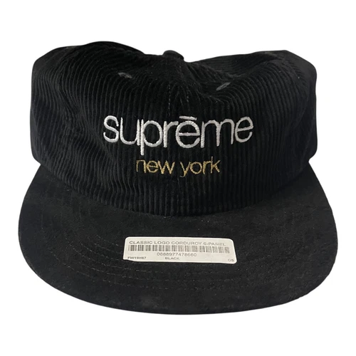 Chapeau Supreme Classic Logo velours côtelé 6 panneaux réglable FW19 RARE neuf avec étiquette autocollant