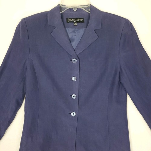 Kasper & Co. ASL Skirt Suit Linen Silk Blend Size 10P Purple Long Sleeve  - Picture 24 of 24