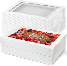 15 PCS 14X10X4 Inch Cake Boxes with Window White Bakery Boxes Large Treat Box fo