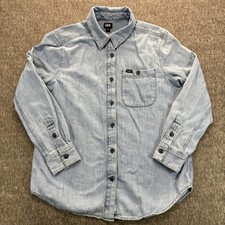 Lee Shirt M Denim Western Blue Long Sleeve Button Down Cotton