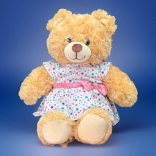 Build A Bear Workshop BABW Brown Teddy Bear Multicolor Star Dress Pink Bow 2017