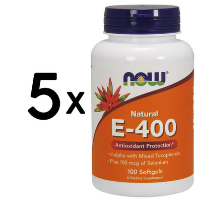 5 x NOW Foods Vitamin E-400 IU with Selenium - 100 softgels (549,95 EUR/kg)