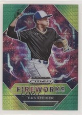 2020 Panini Prizm Draft Picks Fireworks Green & Yellow Hyper Gus Steiger 8x7