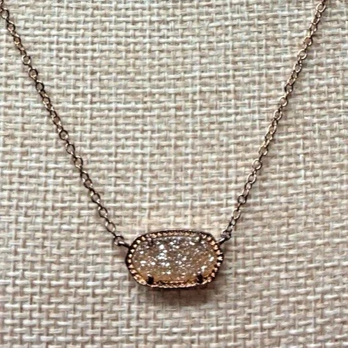 Kendra Scott Elisa Vermeil Pendant Iridescent Drusy Gold Tone Necklace w/Bag L4 - Image 2 of 4