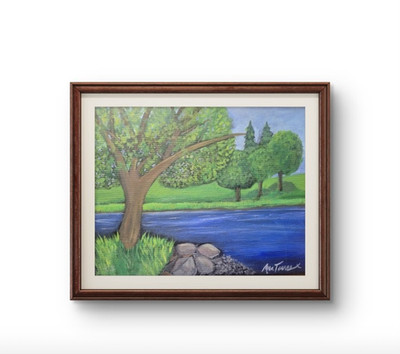 The Lake 8x10 Canvas Panel Original Acrylic Painting