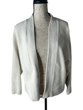Gap Cream Long Sleeve Ribbed Knit Open Cardigan Sweater Size S Heavy