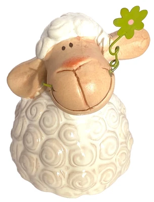 White Sheep Deko Ceramic NEW - Cute Gift TikTok Shabby Chic Cottagecore - Bild 1 von 4