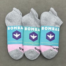 3 Pairs BOMBAS Women's Honeycomb Tri-Block Ankle Socks Cushion Size Med Grey