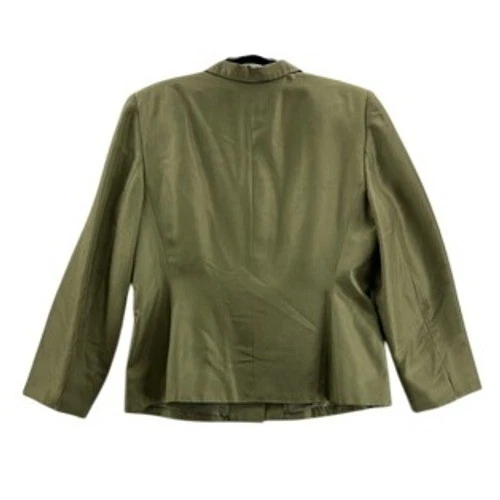Jaqueta terno Judith Hart Collection feminina blazer verde 100% seda entalhe lapela 14 - Imagem 2 de 4