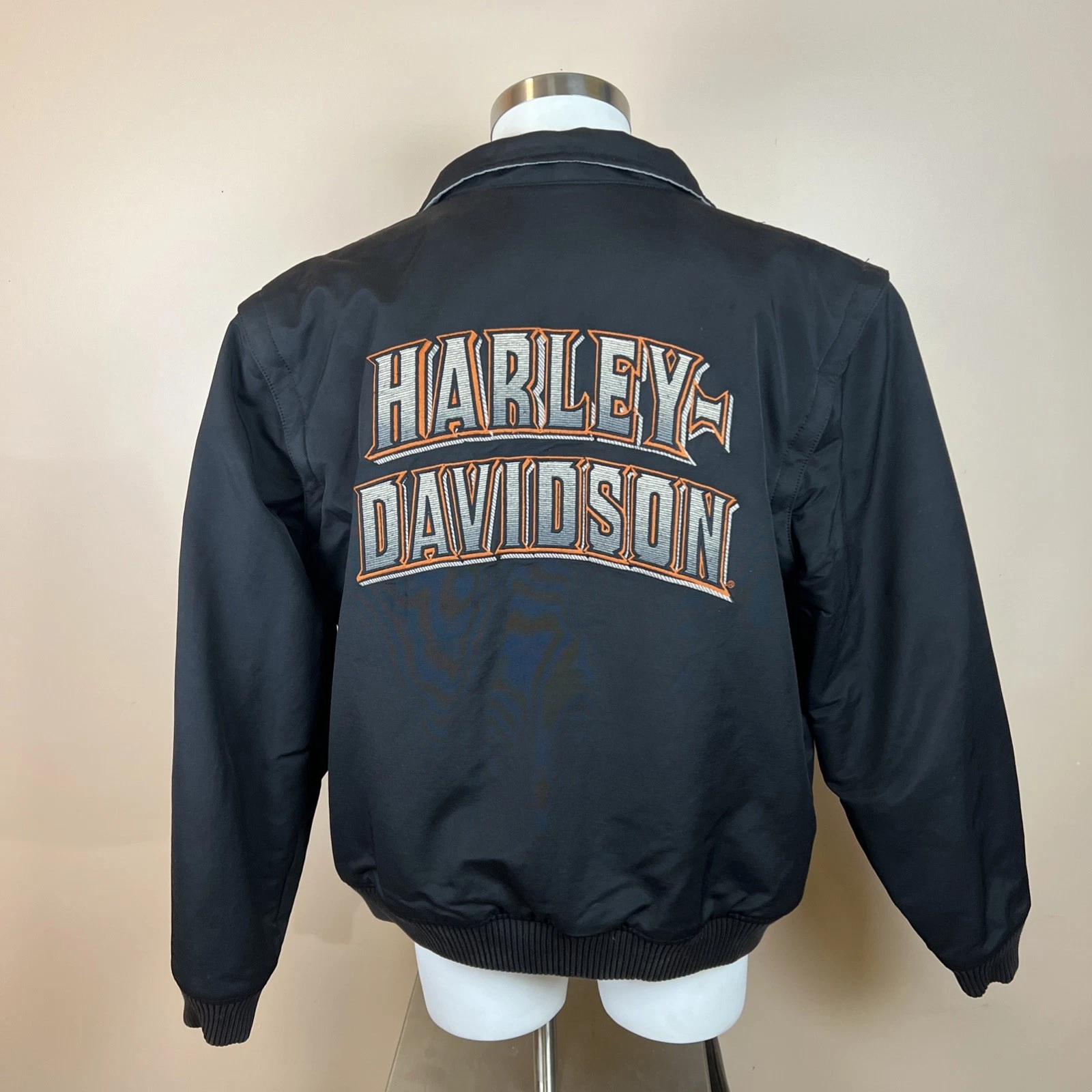 Vintage Harley Davidson REVERSIBLE Jacket & Vest Removable Sleeves Sz XL *READ*