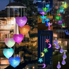 Solar Color Changing LED Wind Chimes Light Home Garden Yard Hanging Decor Lamp