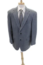 Hart Schaffner Marx Mens Wide Lapel Two Button Blazer Jacket Blue Size 42 Short