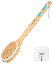 Metene Shower Brush with Soft and Stiff Bristles, Bath Dual-Sided Long Handle...