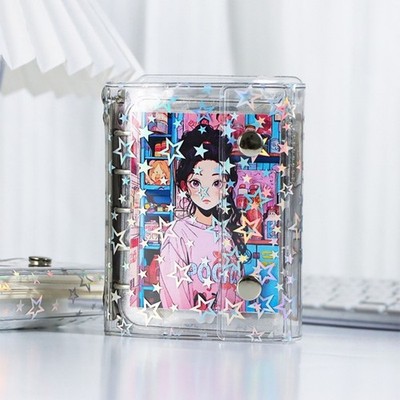 Shimmery Star Designs Double Lock Ring Transparent Binder Cover PVC For Document