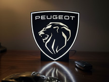 Lampe Boîte à Lumière Peugeot 3D - Enseigne Lumineuse LED - Déco Garage & Bureau