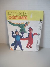 McCall's PATTERN 8333 Children's Size 7-8 Dragon /Dinosaur Costume UNCUT