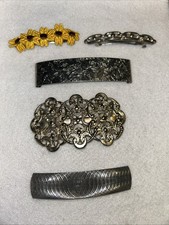 Vintage Spring Barrette Lot Of 5 Large France Korea Silvertone