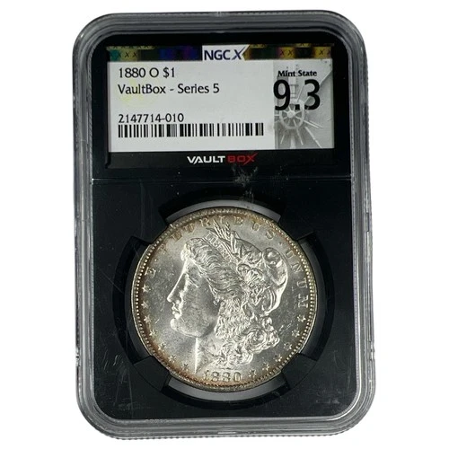 1880-O Morgan Silver Dollar NGCX Vaultbox 9.3 (MS63) NA195
