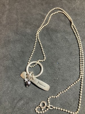 Weit hergeholte Sterling Silber 925 Peace Charm Halskette 16'' 925 Silber B156