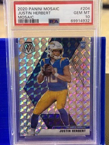 2020 Panini Mosaic - Rookie Mosaic Silver PSA 10 #204 Justin Herbert (RC)