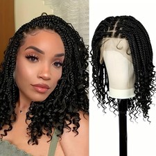 Braided Wigs With Curly Ends, Full Lace Curl Braided Wigs for Black Women