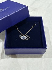 Swarovski Rose Gold and Blue Evil Eye Necklace New In Box