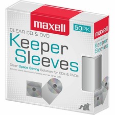 Maxell CD-KEEPCL Optical Disc Case - Sleeve - Plastic - ClearCD/DVD Maxell