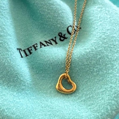 Tiffany ＆ Co. Open Heart Necklace 18K Gold 7mm Elsa Peretti with