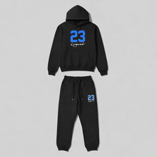 Men's Black Sky Blue Hoodie Pants 23 Legend Sweatsuit To Match Jordan 11 Gamma
