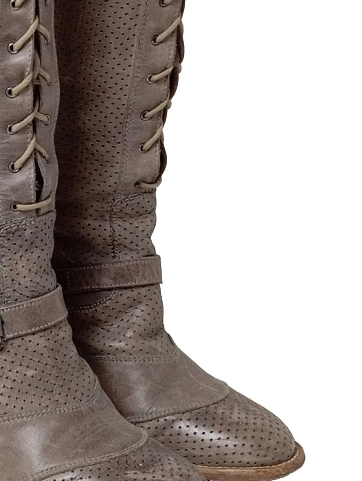 BELSTAFF Bottes à talon haut Dames Botte haute T EU 38 brun style mouillé - Photo 3/4