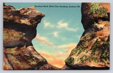 Sentinel Rock Rock City Gardens Lookout Mt Linen Postcard Tichnor