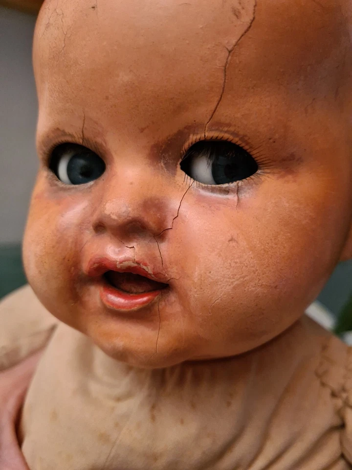 Poupée Ancienne En Papier Mâché Et Tissu 50 Cm - Photo 4/4