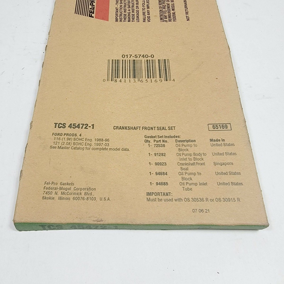 Engine Crankshaft Seal Kit Front Fel-Pro TCS 45472-1 | eBay