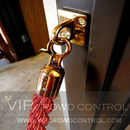 ROPE STANCHION WALL PLATE, GOLD FINISHED, VIP CROWD CONTROL - Picture 4 of 5