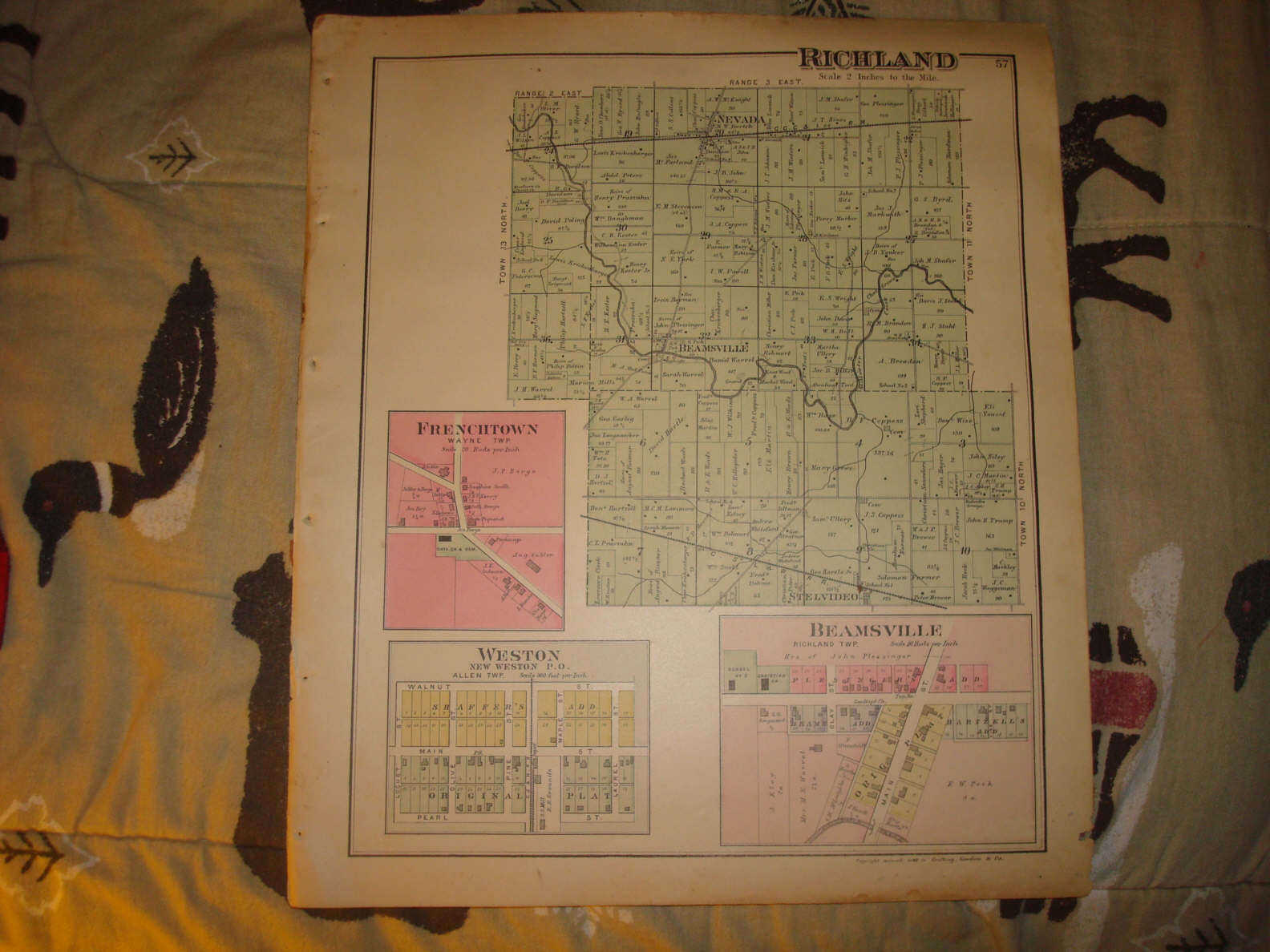 RICHLAND TOWNSHIP DAWN BEAMSVILLE OHIO ANTIQUE MAP NR eBay