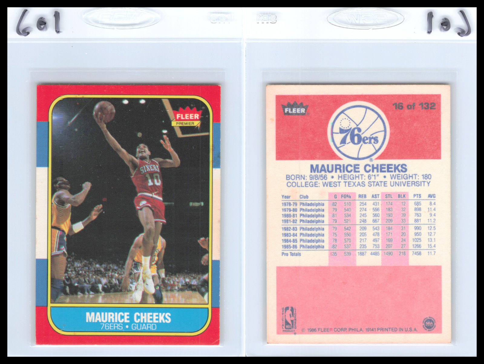 1986 Fleer Basketball #16 Maurice Cheeks Philadelphia 76'ers EX/EXMT 601
