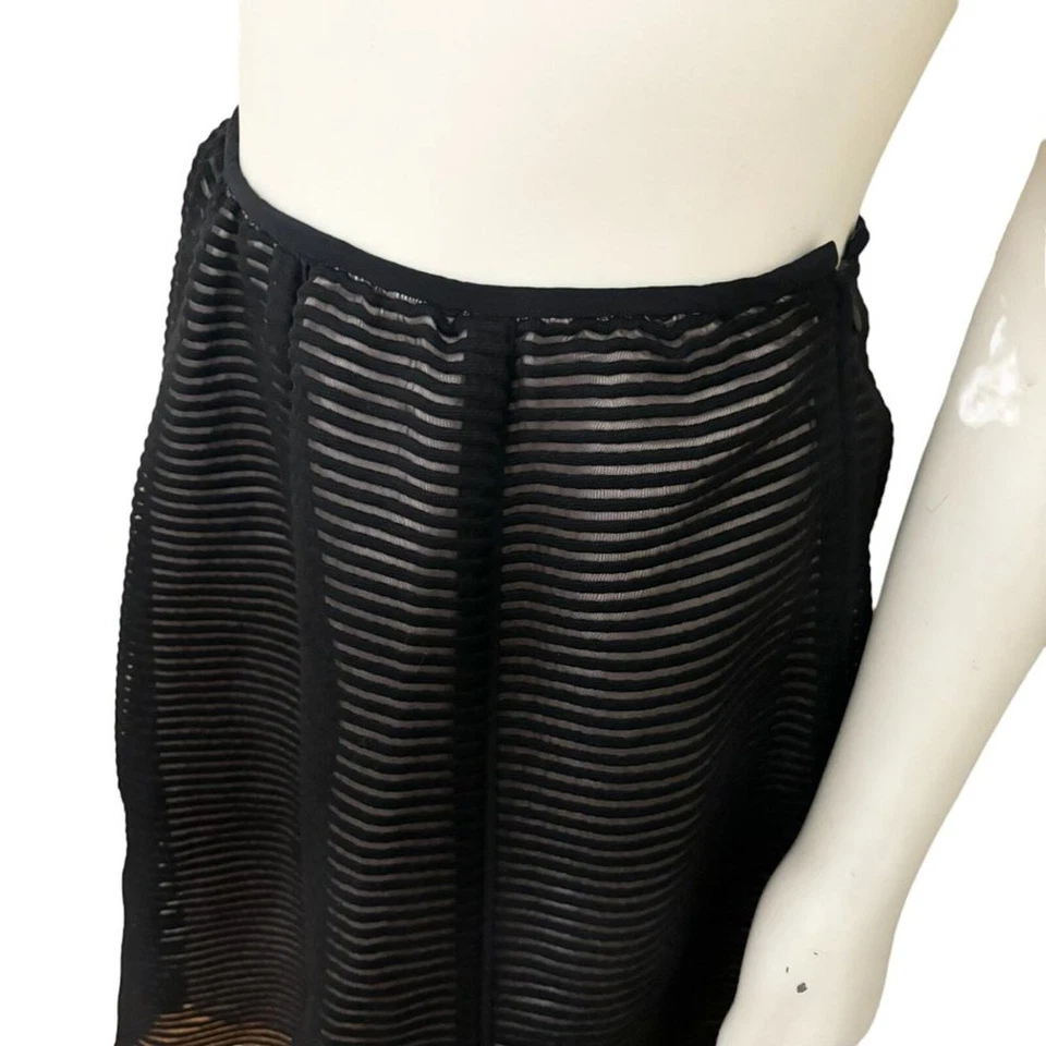 TIBI Textured Stripe Wool Circle Skirt in Black WOMEN'S 2 - Image 2 of 4