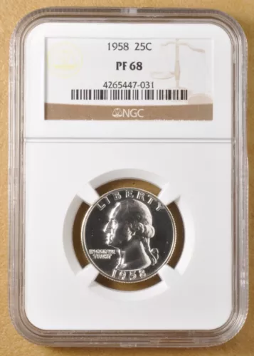 1958 Proof Washington Silver Quarter NGC PF68