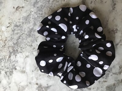 Black White scrunchie polkadot top knot stocking stuffer ponytail bun pigtail