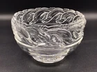 Vintage Tiffany & Co Crystal Art Glass Pedestal Dolphin Bowl 5" Signed