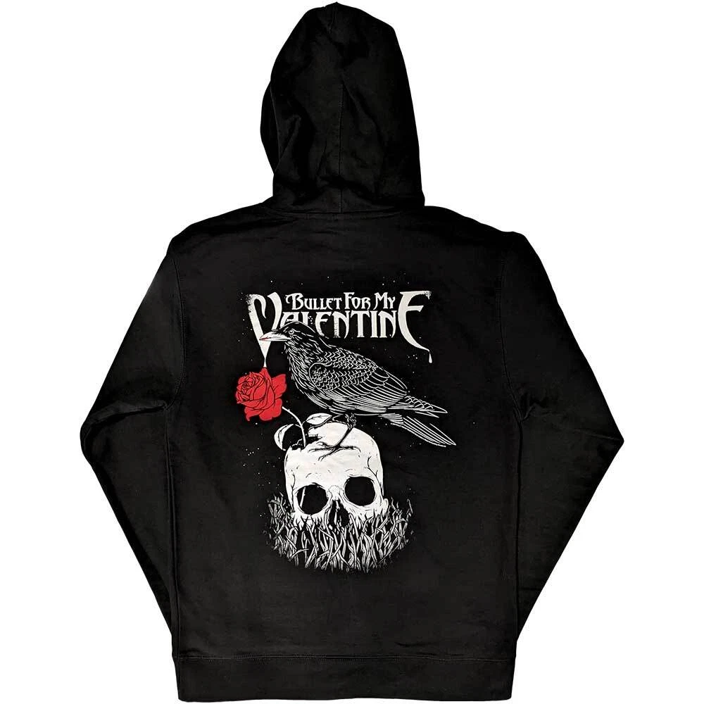 VALENTINO Felpa con cappuccio pullover nera Bullet For My Valentine ""Logo & Raven"" NUOVA UFFICIALE