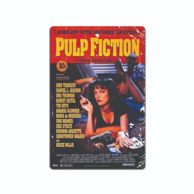 Pulp Fiction - Movie Poster 8x12 Tin Sign (Regular - Mia Wallace On Bed)