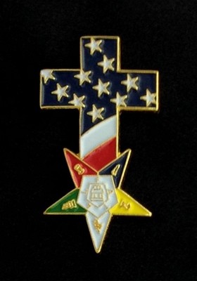 Masonic Order of the Eastern Star USA Flag Cross Lapel Pin (OES-US)