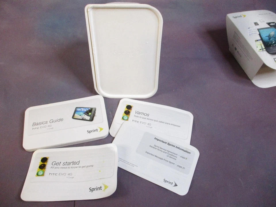 HTC EVO 4G - Sprint Box and SET of TWO (2) "Get Started" Manuals w/Basics Guide - Image 4 of 4