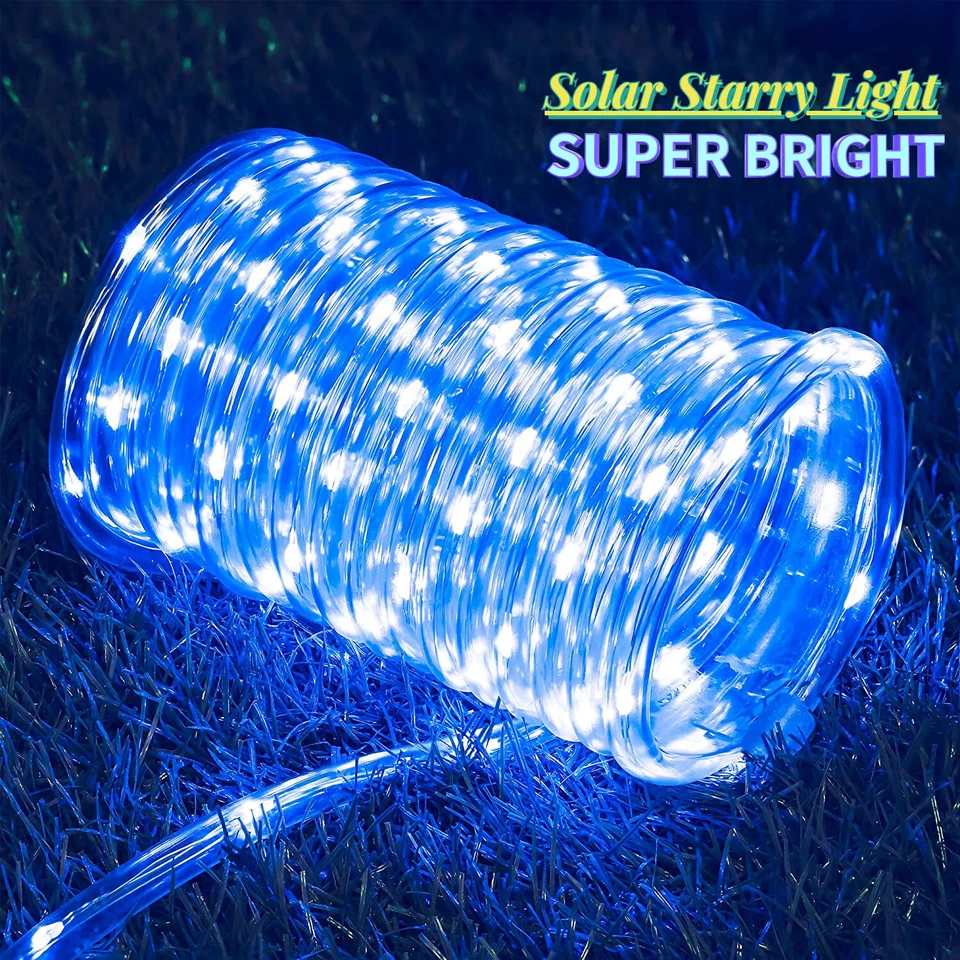 LED String Lights Outdoor Solar Fairy Starry Rope Strip Waterproof Garden Patio - Image 3 of 4
