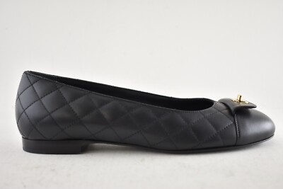 Chanel 23A Black Lambskin Leather Turnlock CC Quilted Ballet